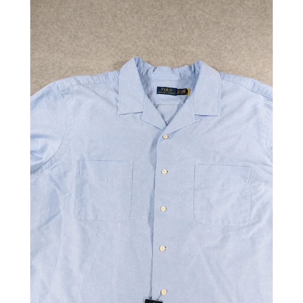 Polo Ralph Lauren Big & Tall 3XLT Oxford Camp Shirt Light Blue Short Sleeve